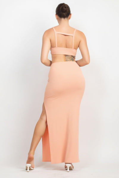 Cutouts Side Slit Maxi Dress - AMIClubwear