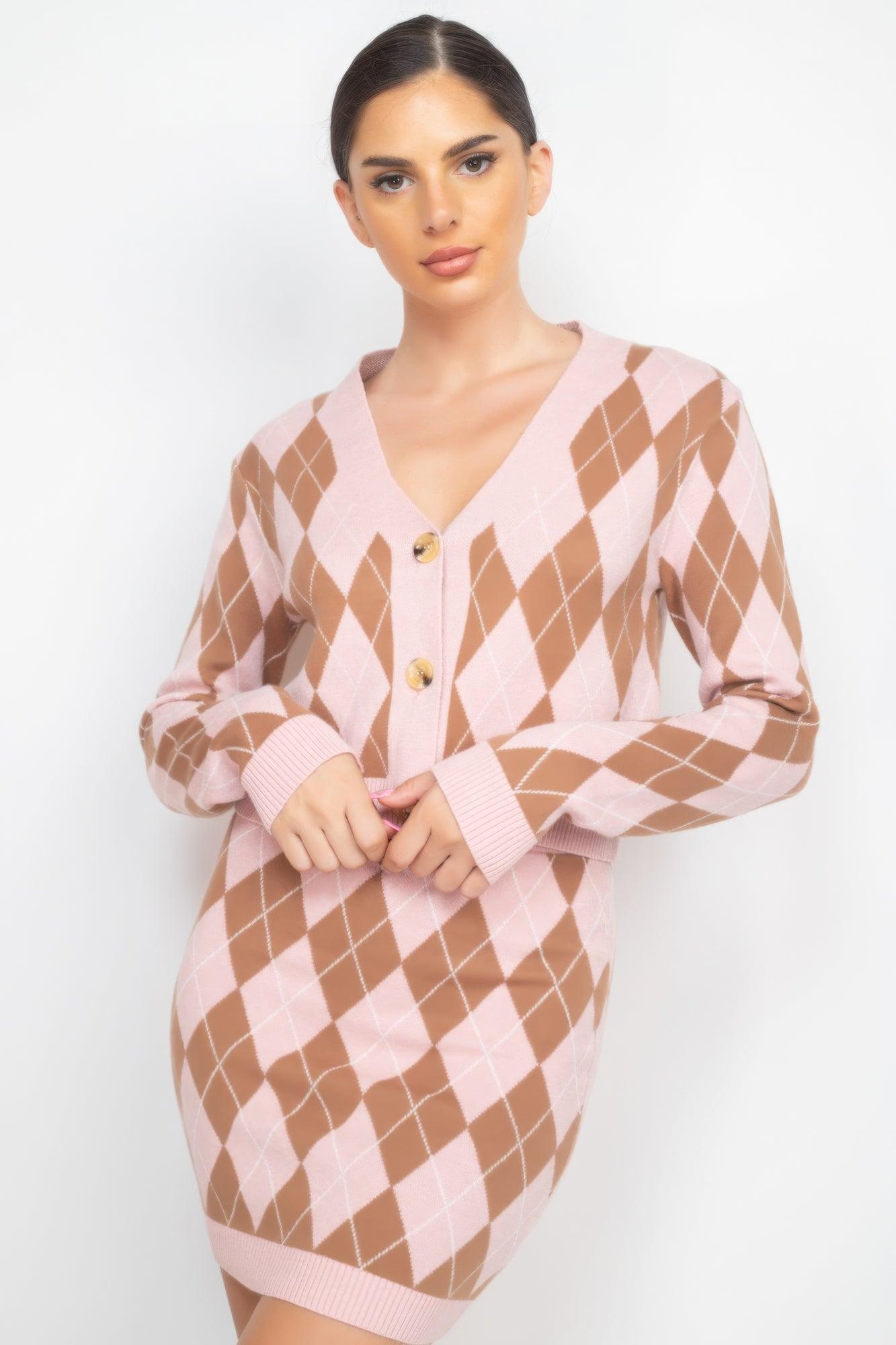 Diamond Button-front Cardigan Top - AMIClubwear