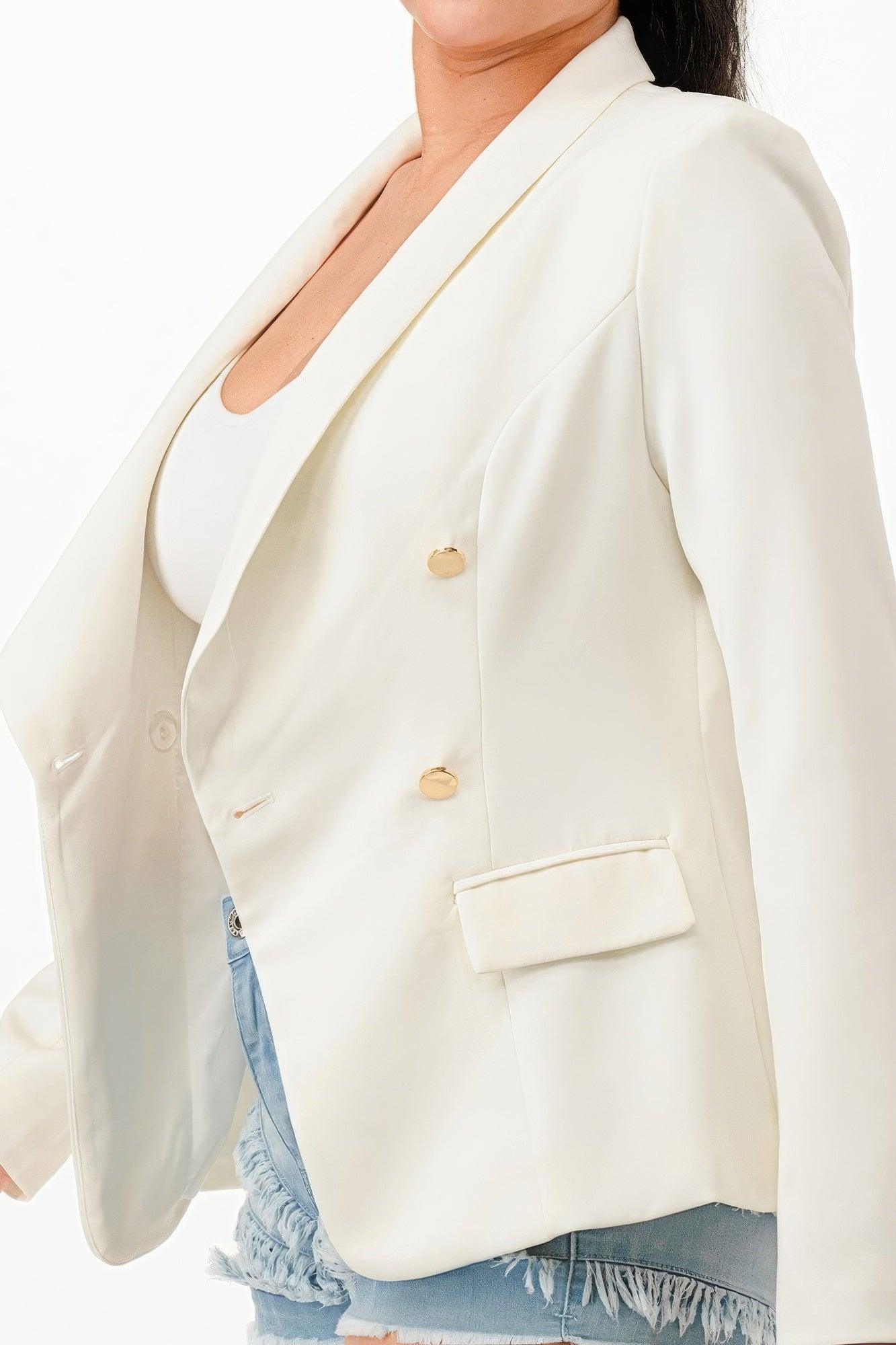 Double Breasted Blazer Jacket - AMIClubwear