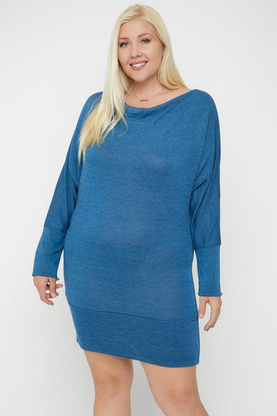 Draped Neck Long Sleeve Dress - AMIClubwear