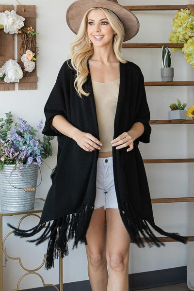 Draped Poncho Cardigan With String Detail - AMIClubwear