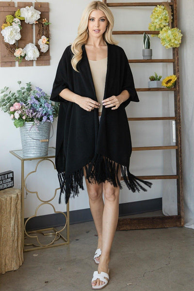 Draped Poncho Cardigan With String Detail - AMIClubwear