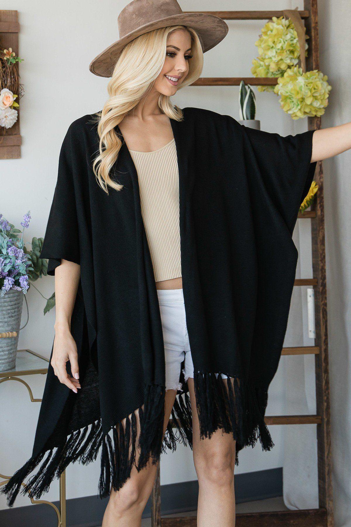 Draped Poncho Cardigan With String Detail - AMIClubwear