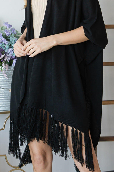 Draped Poncho Cardigan With String Detail - AMIClubwear