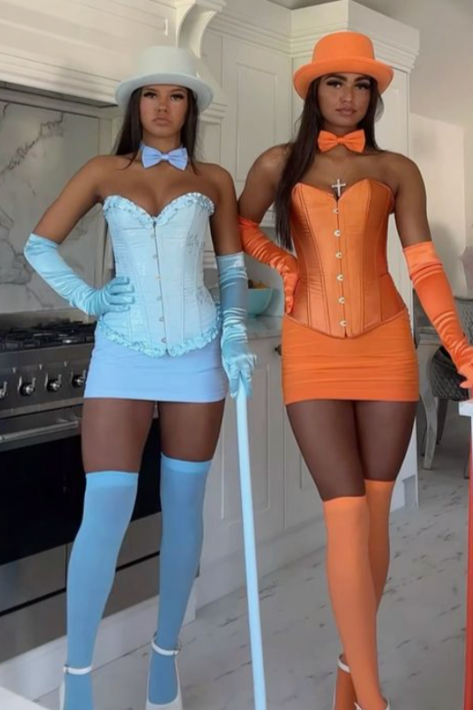 Orange Dumb & Dumber Boned Corset Sexy 6Pc Costume