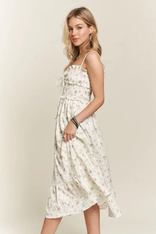 ADORA Smocked Floral Sweetheart Neck Cami Dress