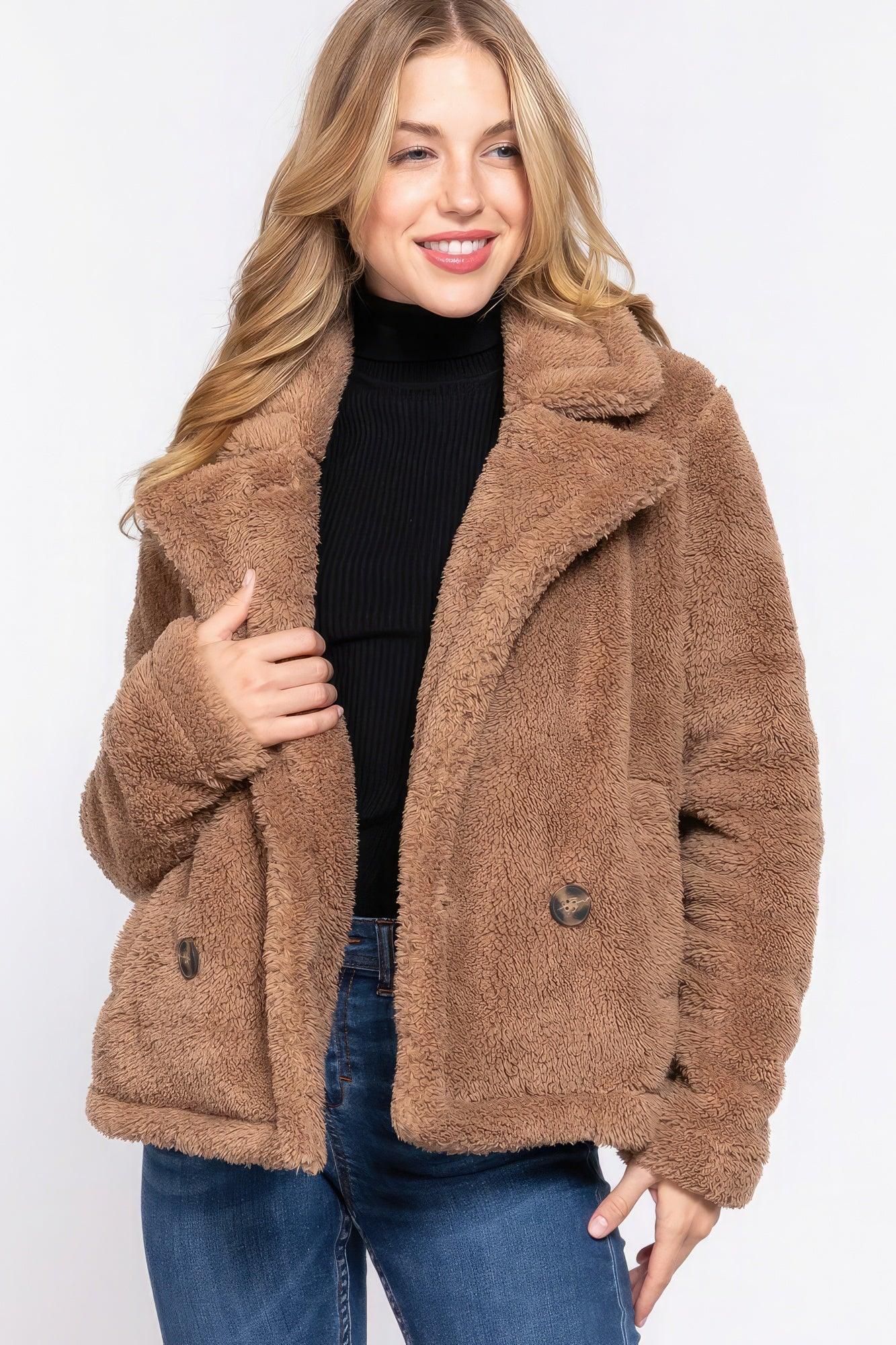 Faux Fur Sherpa Jacket - AMIClubwear