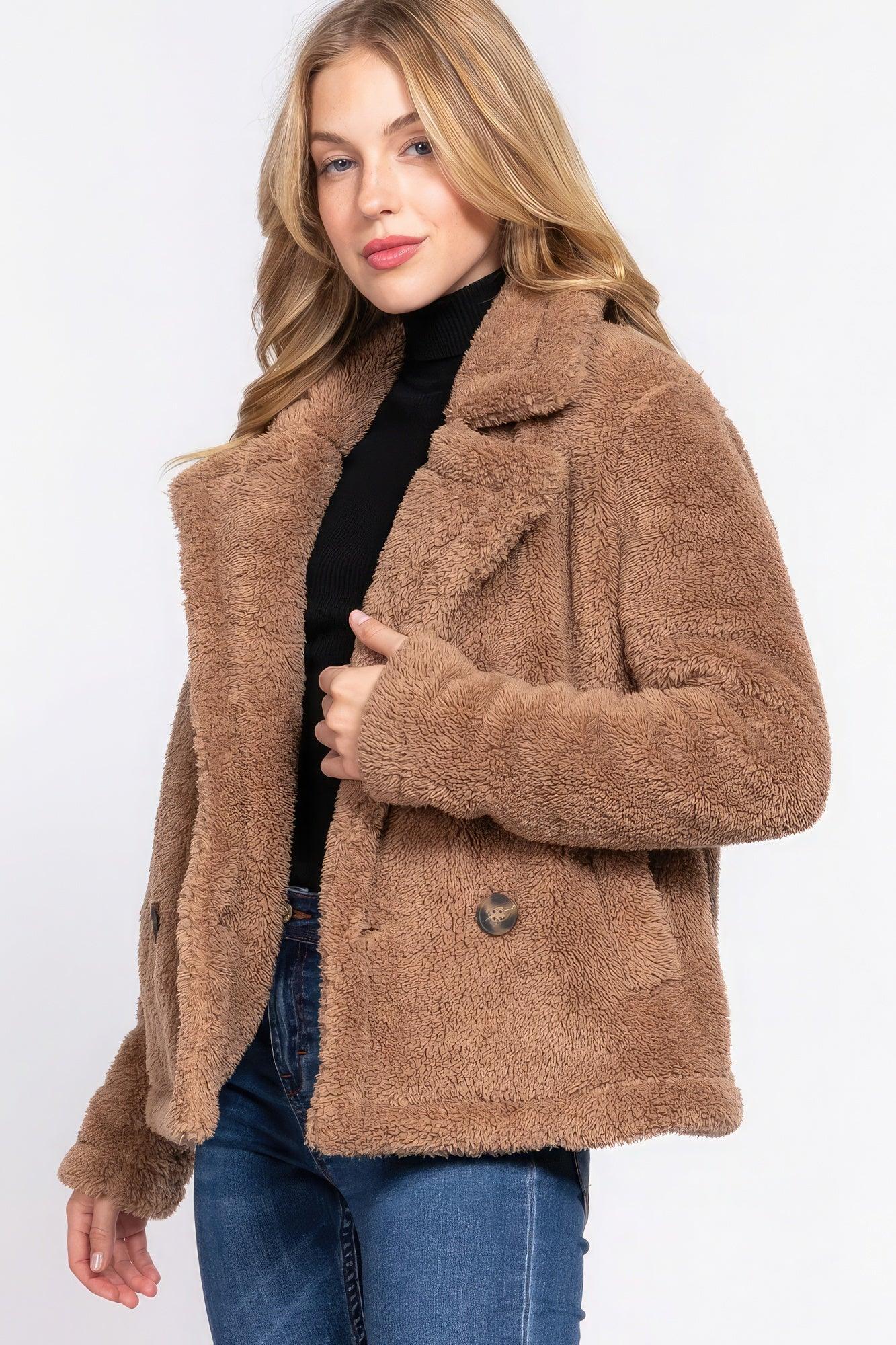 Faux Fur Sherpa Jacket - AMIClubwear