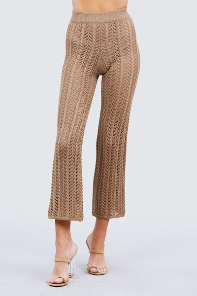 Flare Long Fishnet Sweater Pants - AMIClubwear