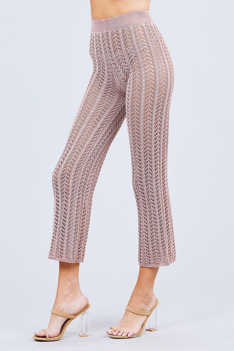 Flare Long Fishnet Sweater Pants - AMIClubwear