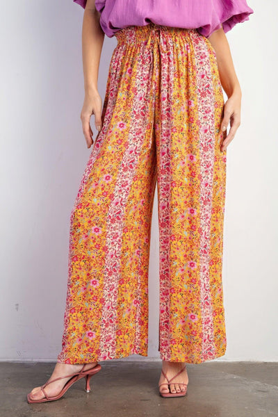 Floral Print Gauze Palazzo Pants - AMIClubwear