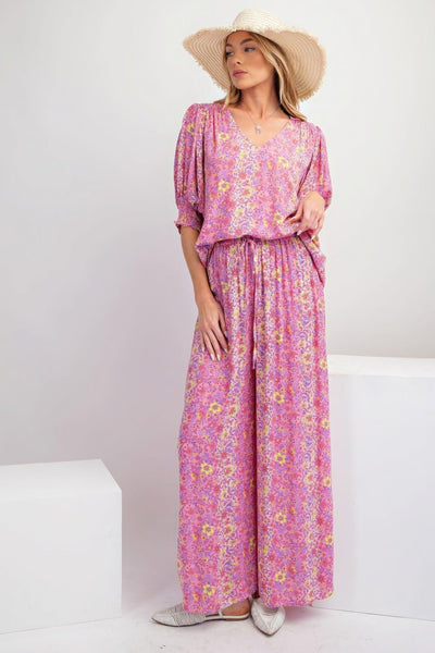 Floral Print Gauze Palazzo Pants - AMIClubwear