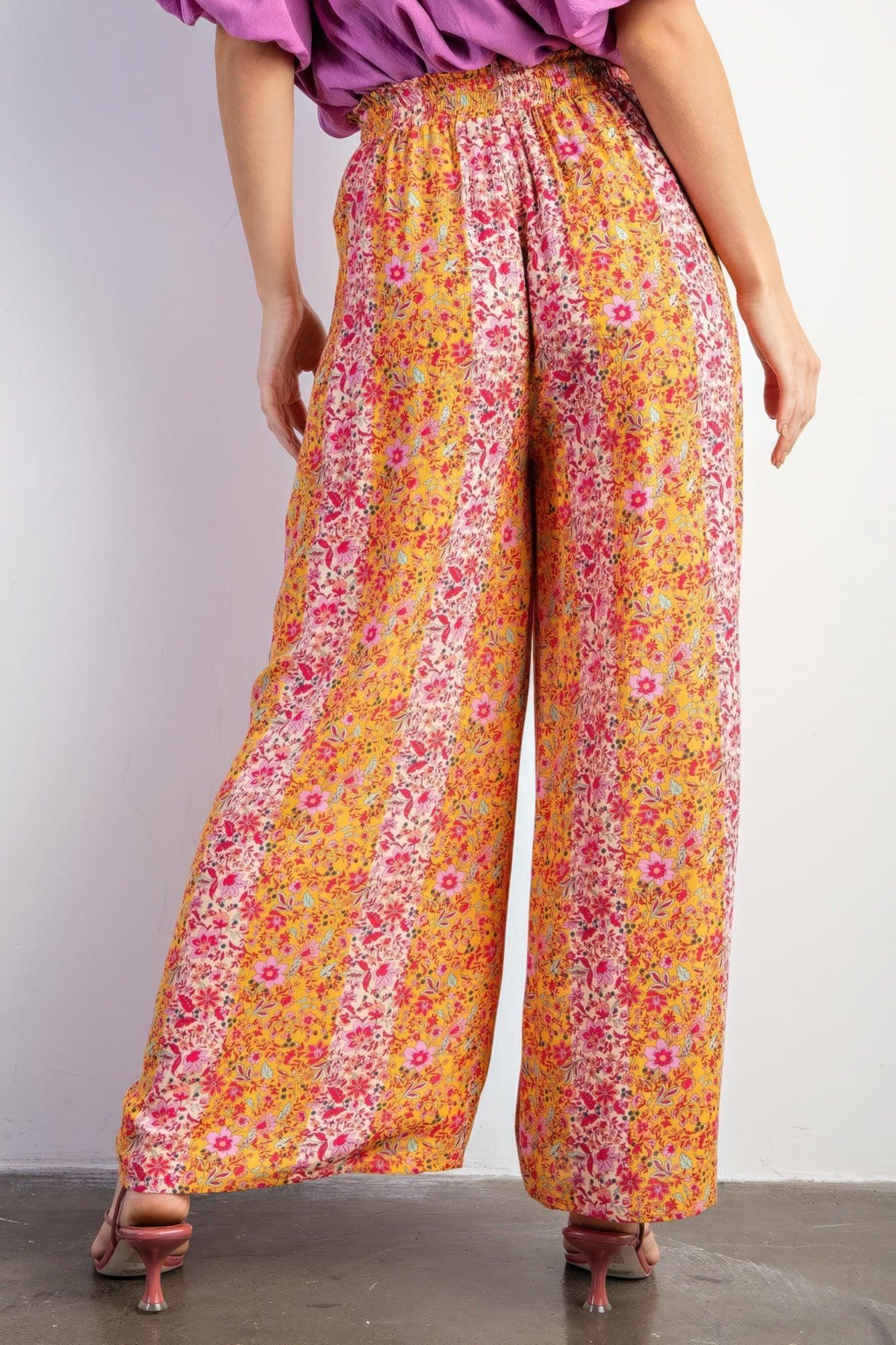 Floral Print Gauze Palazzo Pants - AMIClubwear