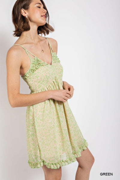 Floral print v-neck dress with skirt lining - AMIClubwear