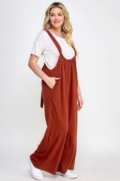 French Terry Wide Leg Jumpsuit Overalls - AMIClubwear