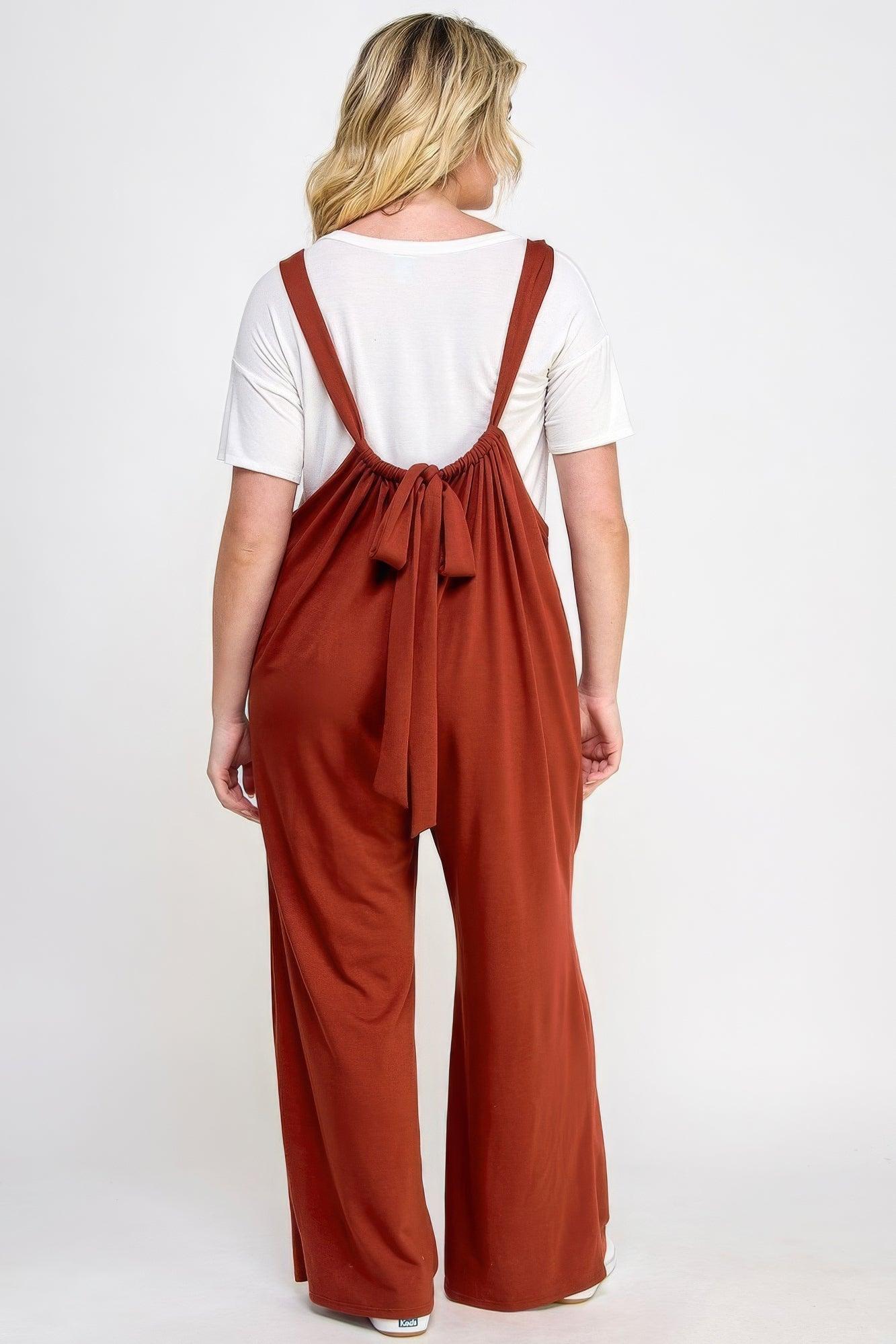 French Terry Wide Leg Jumpsuit Overalls - AMIClubwear