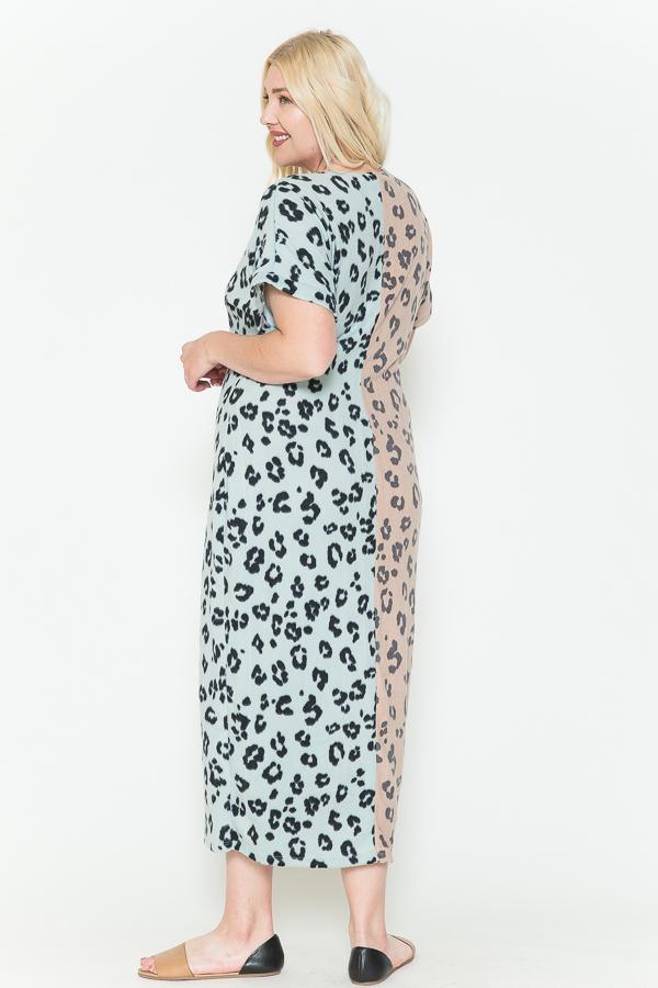 Front Slit Dolman Leopard Print Maxi Dress - AMIClubwear