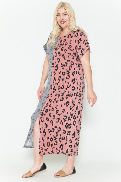 Front Slit Dolman Leopard Print Maxi Dress - AMIClubwear