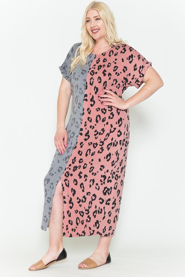 Front Slit Dolman Leopard Print Maxi Dress - AMIClubwear