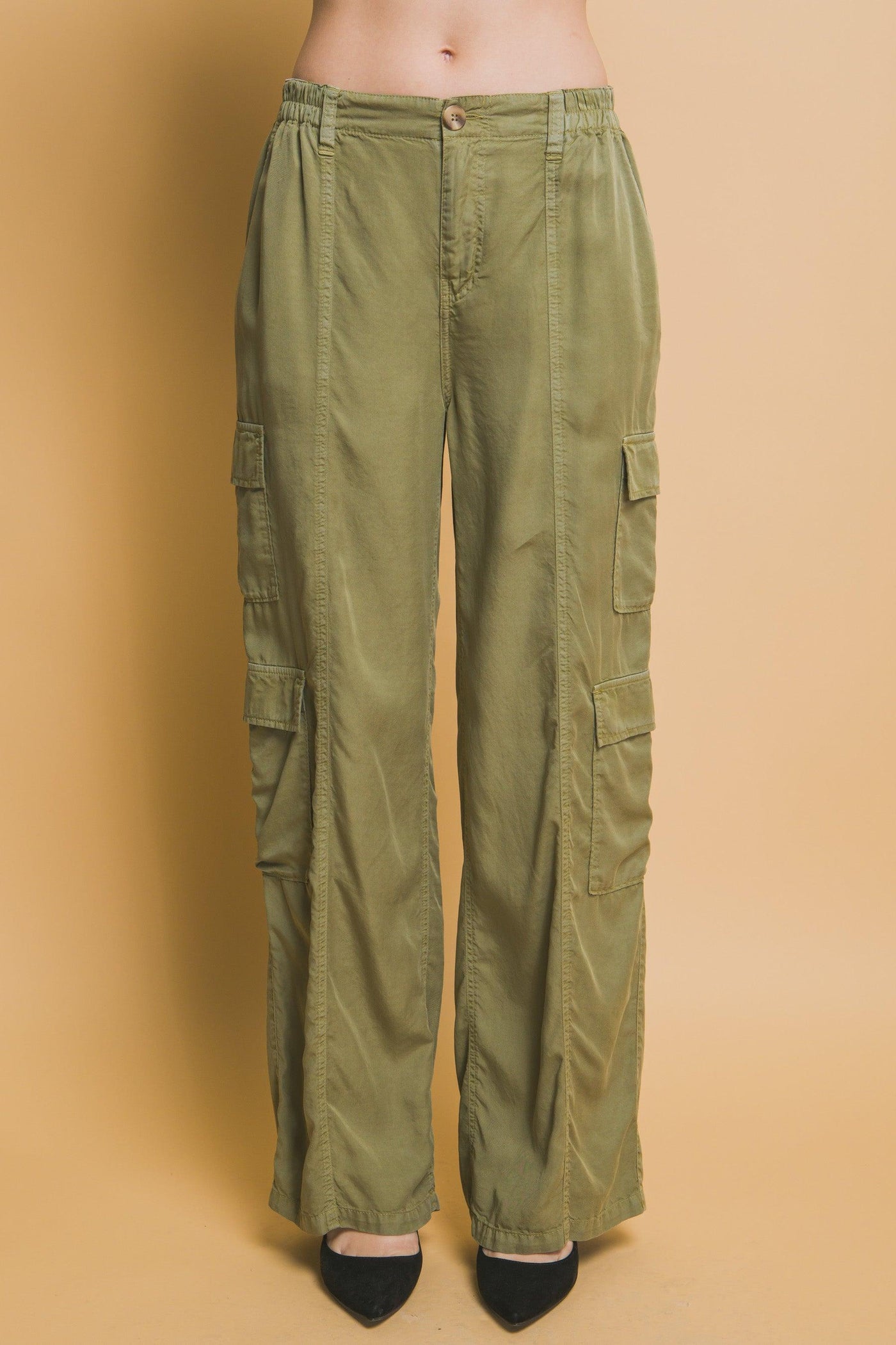 Full-length Tencel Pants With Cargo Pockets - AMIClubwear