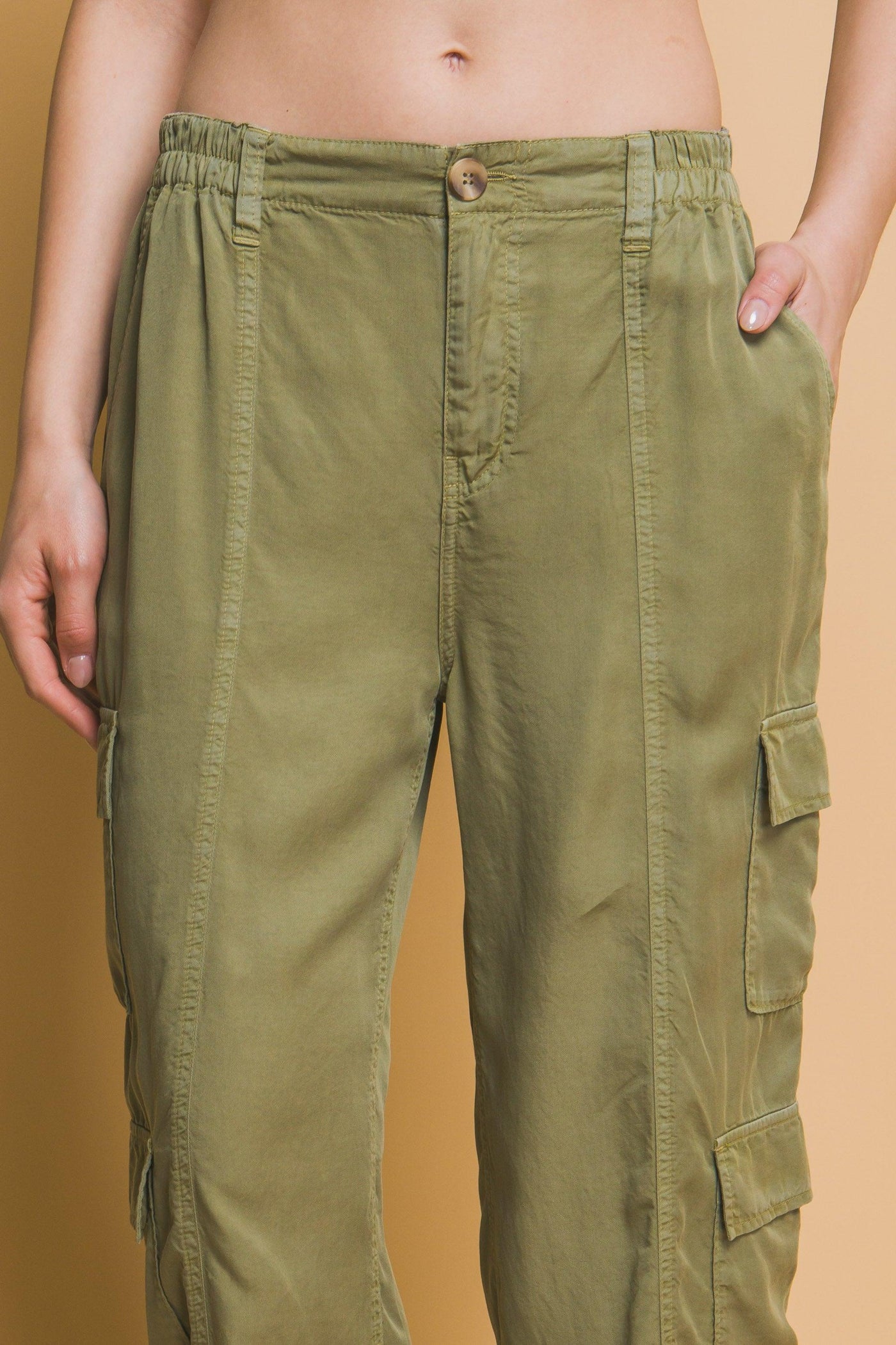 Full-length Tencel Pants With Cargo Pockets - AMIClubwear