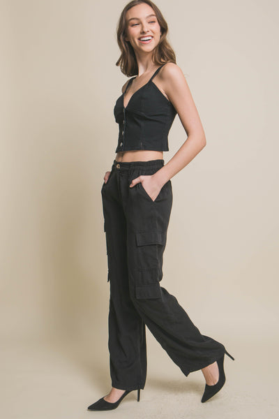 Full-length Tencel Pants With Cargo Pockets - AMIClubwear