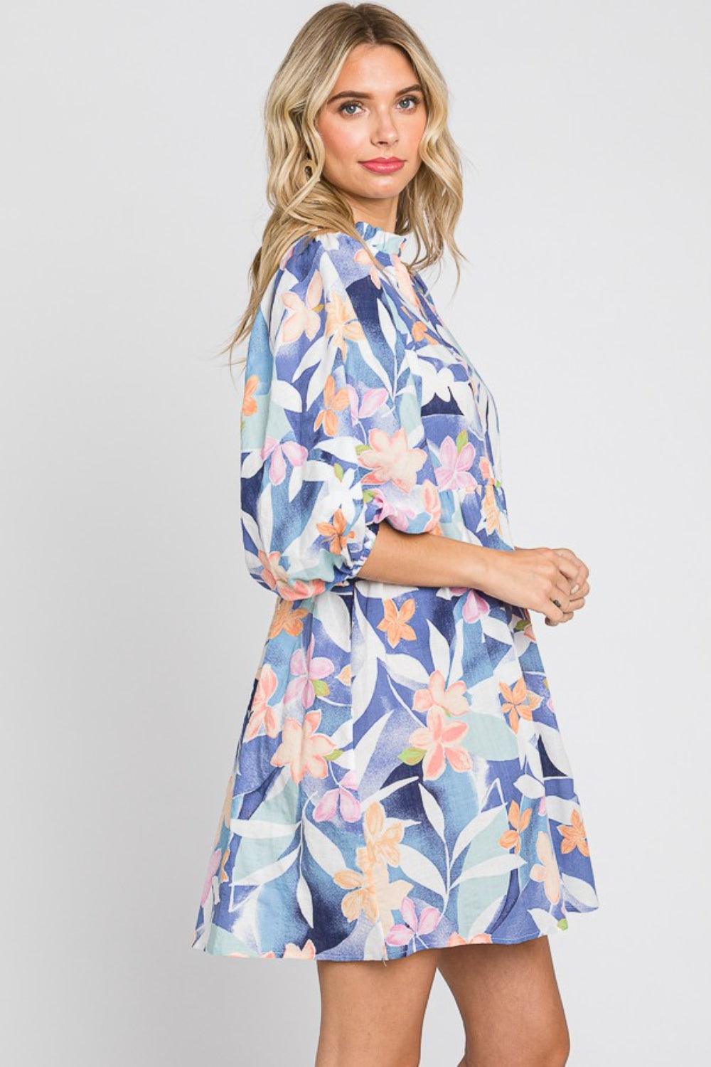 GeeGee Floral Print Mini Dress - AMIClubwear