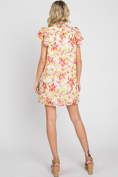 GeeGee Floral Short Sleeve Mini Dress - AMIClubwear