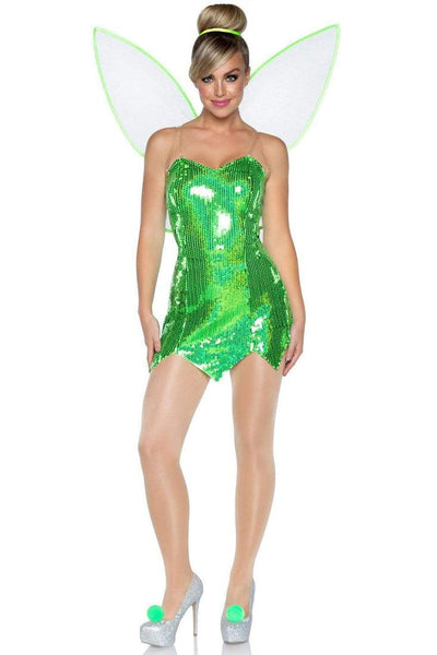 Green Sequin w/ Wings Pixie Fairy 2Pc Costume - AMIClubwear