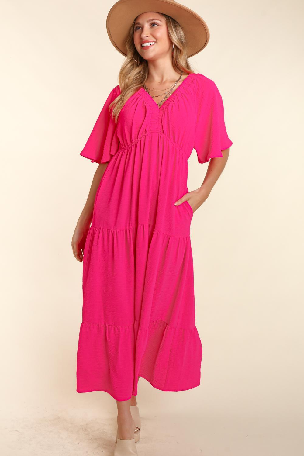 Haptics Tiered Babydoll Maxi Dress with Side Pocket - AMIClubwear