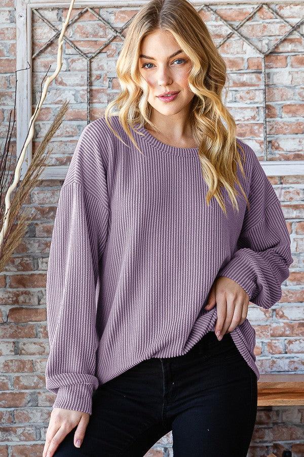 Heimish Full Size Round Neck Dropped Shoulder Blouse - AMIClubwear