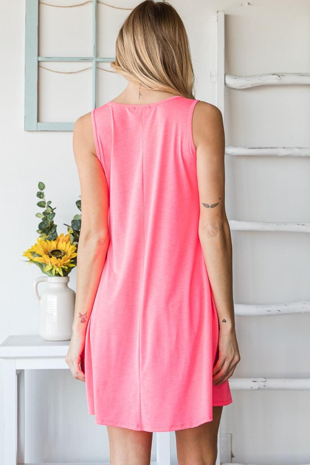 Heimish Full Size V-Neck Mini Tank Dress with Pockets - AMIClubwear