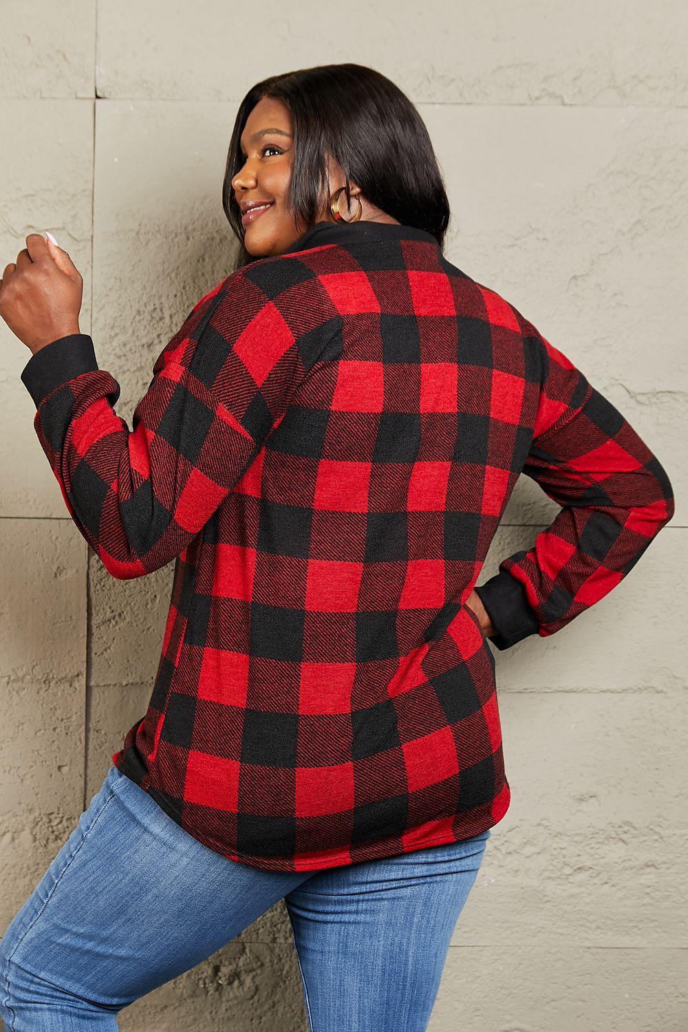 Heimish Make It Last Full Size Contrast Plaid Shacket - AMIClubwear