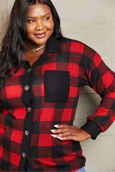 Heimish Make It Last Full Size Contrast Plaid Shacket - AMIClubwear