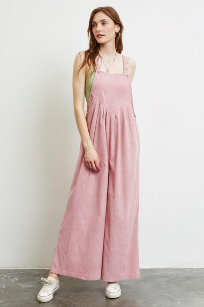 HEYSON Full Size Corduroy Sleeveless Wide-Leg Overall - AMIClubwear