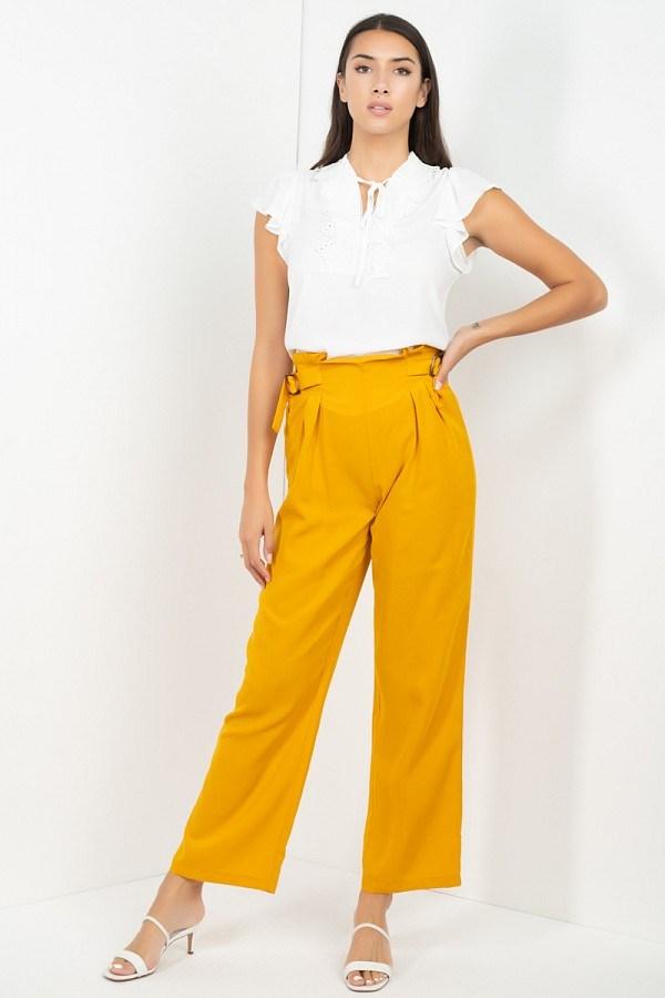 High Waist Paperbag Wide Pants - AMIClubwear