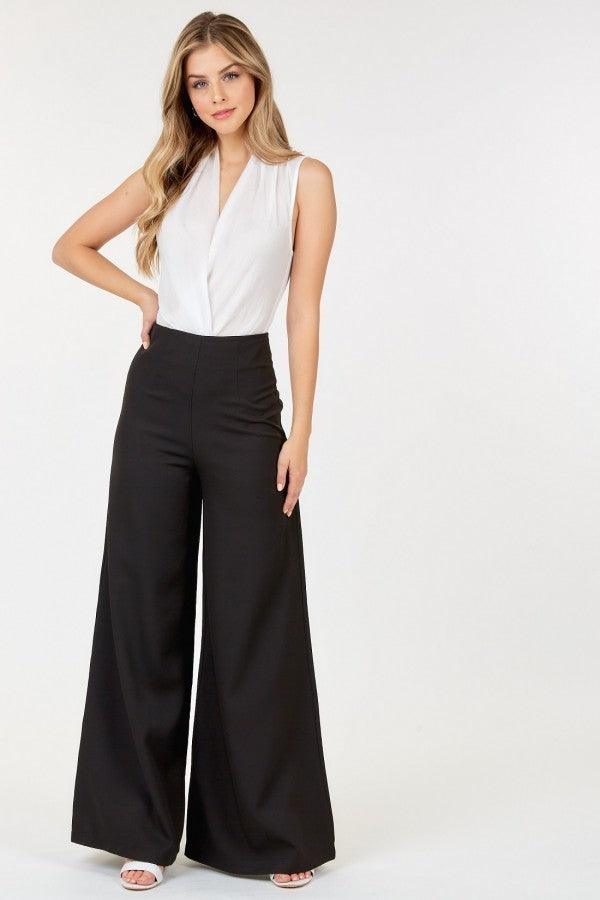 High Waist Wide Leg Flare Pants - AMIClubwear