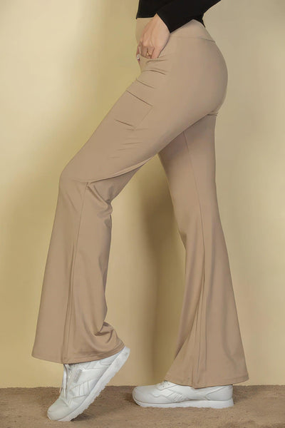 High Waisted Front Pocket Flare Pants - AMIClubwear