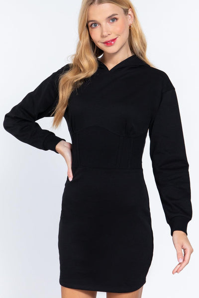 Hoodie French Terry Mini Dress - AMIClubwear