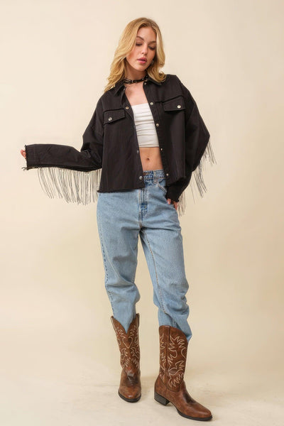 Howdy Sequin Fringe And Star Patches Jacket - AMIClubwear