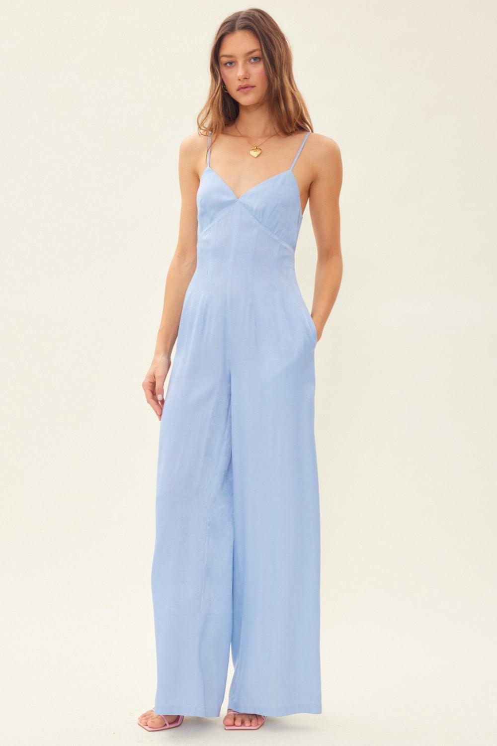 Idem Ditto Drawstring Back Sleeveless Wide Leg Jumpsuit - AMIClubwear