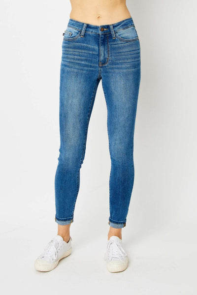 Judy Blue Full Size Cuffed Hem Low Waist Skinny Jeans - AMIClubwear