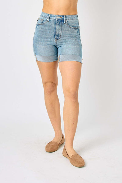 Judy Blue Full Size Tummy Control Denim Shorts - AMIClubwear