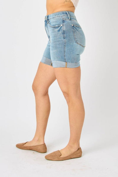 Judy Blue Full Size Tummy Control Denim Shorts - AMIClubwear