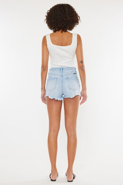 Kancan Distressed Button Fly Denim Shorts - AMIClubwear