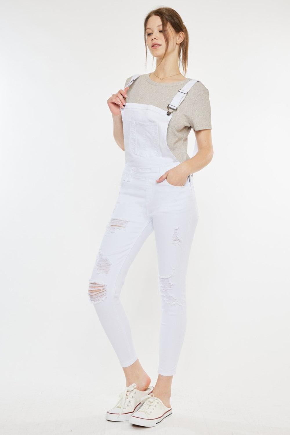 Kancan Distressed Skinny Denim Overalls - AMIClubwear