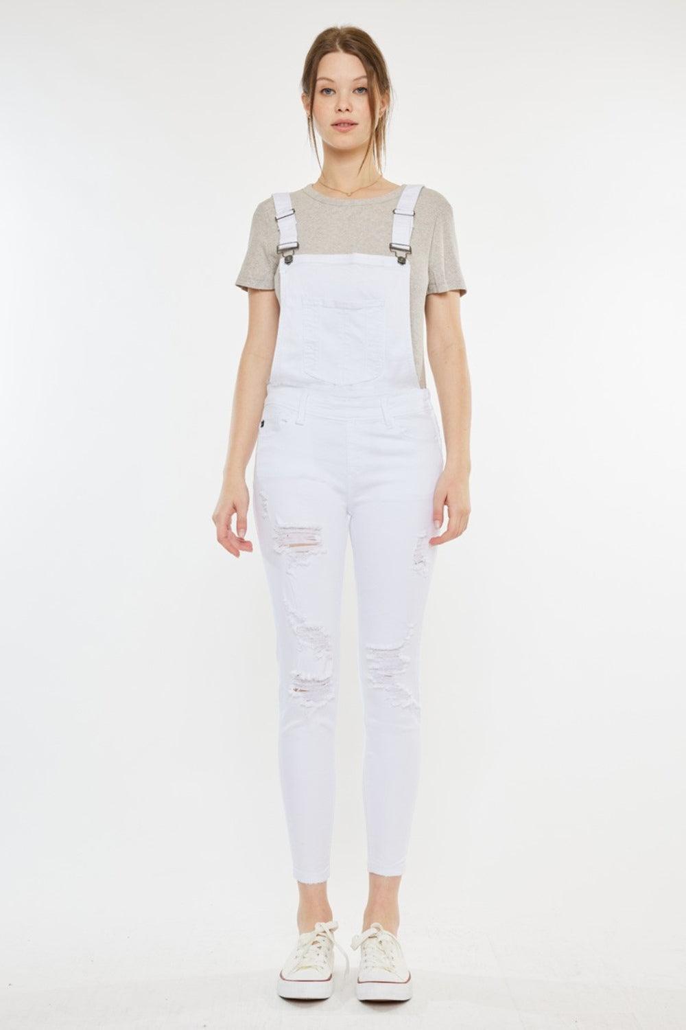 Kancan Distressed Skinny Denim Overalls - AMIClubwear