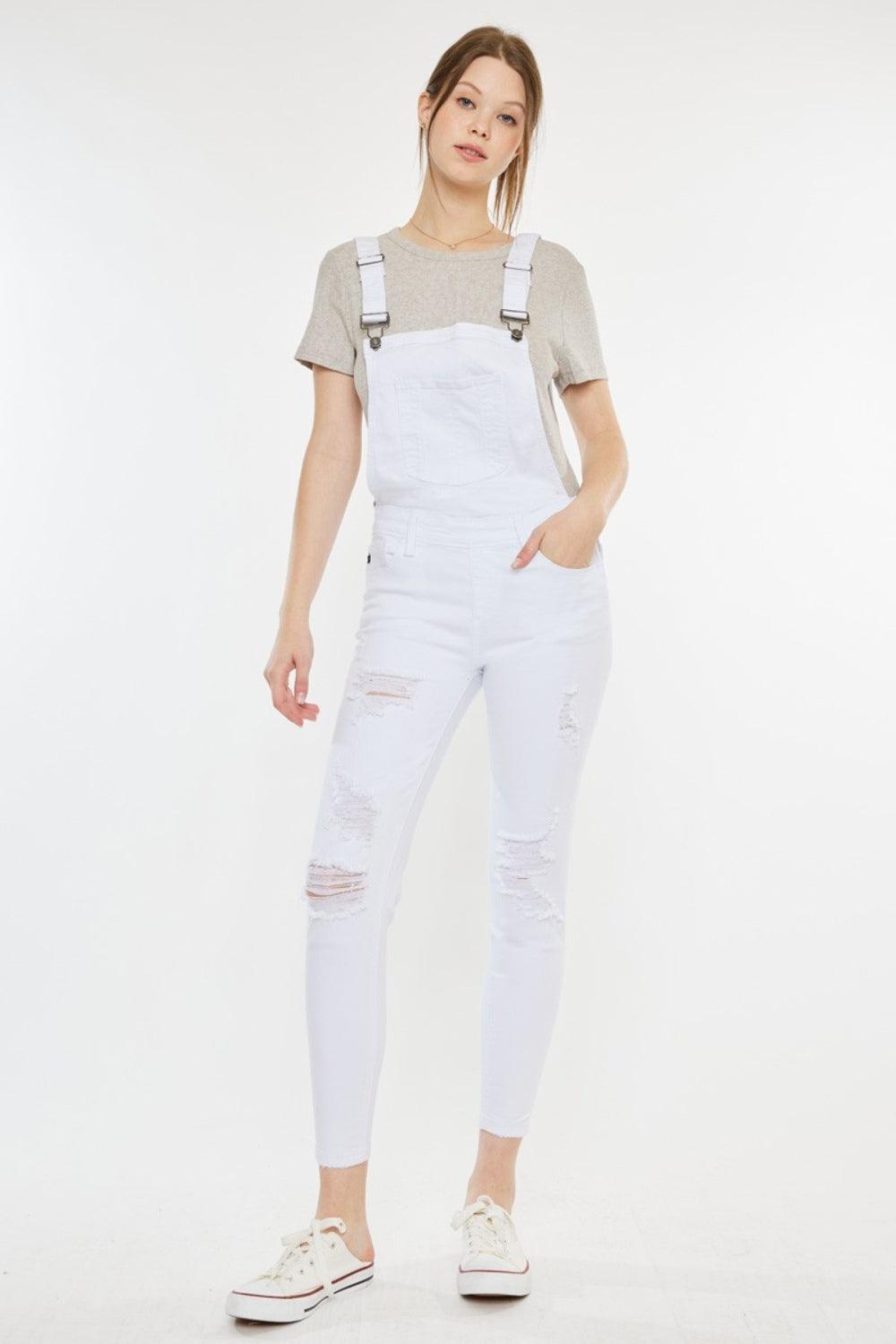 Kancan Distressed Skinny Denim Overalls - AMIClubwear