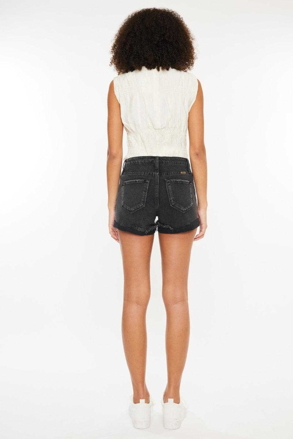 Kancan High Waist Distressed Denim Shorts - AMIClubwear