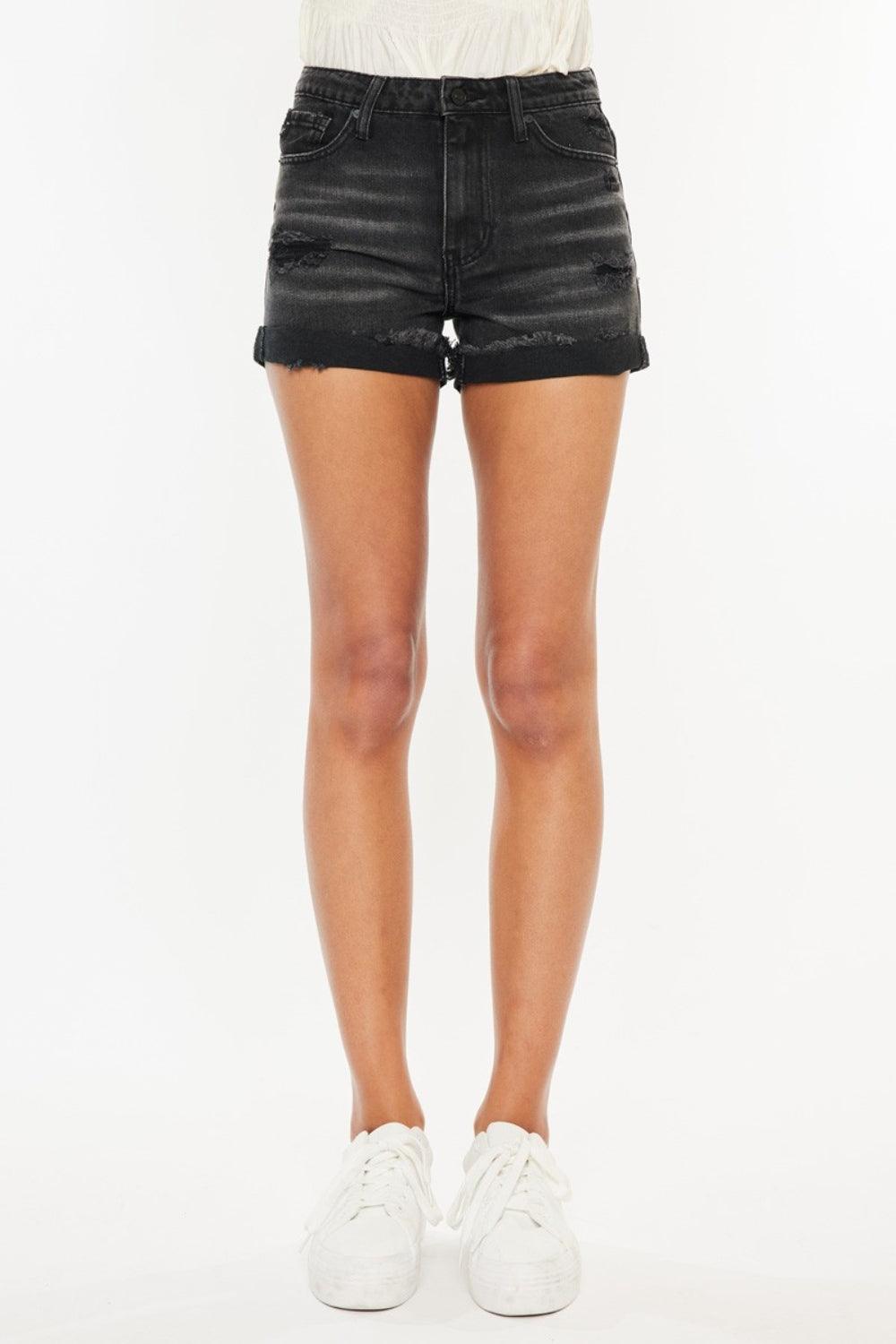 Kancan High Waist Distressed Denim Shorts - AMIClubwear